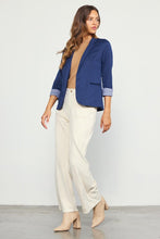 Slate Blue Shirred Sleeve Blazer