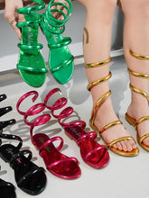 Gold Spiral Wrap Around Sandals