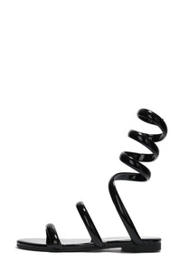 Black Spiral Wrap Around Sandals