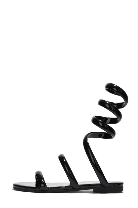 Black Spiral Wrap Around Sandals