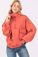 Red Mineral Washed Scuba Half Zip Sweatshirt