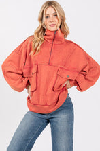 Red Mineral Washed Scuba Half Zip Sweatshirt