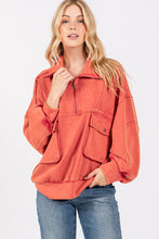 Red Mineral Washed Scuba Half Zip Sweatshirt