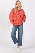 Red Mineral Washed Scuba Half Zip Sweatshirt