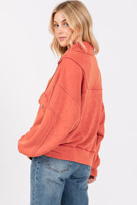 Red Mineral Washed Scuba Half Zip Sweatshirt