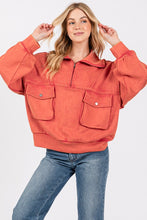 Red Mineral Washed Scuba Half Zip Sweatshirt