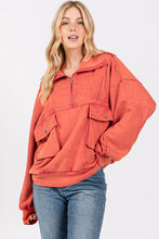Red Mineral Washed Scuba Half Zip Sweatshirt