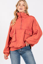 Red Mineral Washed Scuba Half Zip Sweatshirt