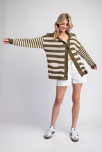 Moss Striped Sailor Collar Cardigan