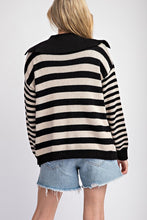 Black Striped Sailor Collar Cardigan
