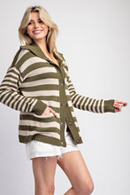 Moss Striped Sailor Collar Cardigan