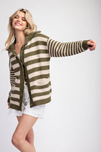 Moss Striped Sailor Collar Cardigan