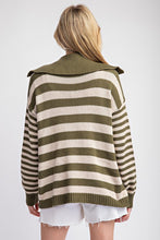 Moss Striped Sailor Collar Cardigan