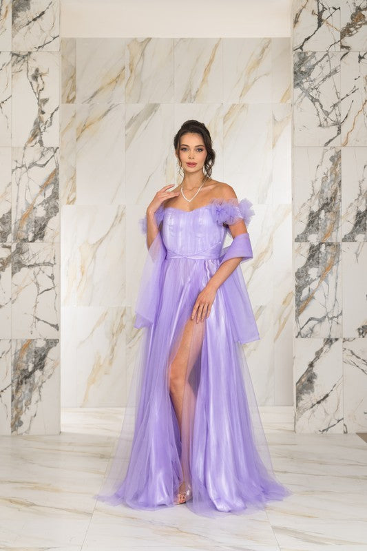 mauve off the shoulder maxi dress Ella Lilac Off Shoulder Maxi Formal Dress