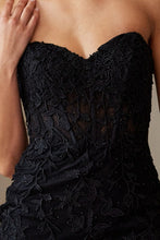 Black Strapless Sweetheart Lace Fitted Short Dress