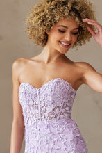 Lilac Strapless Sweetheart Lace Fitted Short Dress