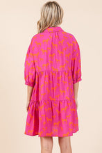 Fuchsia Zebra Print Button Down Shirt Mini Dress