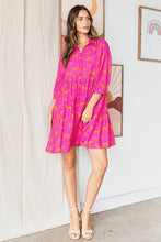 Fuchsia Zebra Print Button Down Shirt Mini Dress