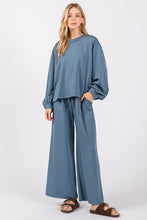 Denim Scuba Top And Pants Sets