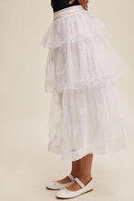 White Sparkle Organza Tiered Maxi Skirt