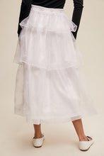White Sparkle Organza Tiered Maxi Skirt