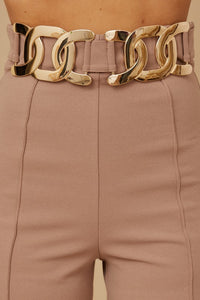 New Mocha High Waist Fashion Pants