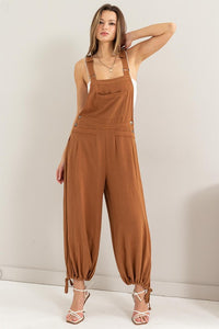 Brown Linen Tapered Overall