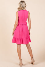 Fuchsia Sleeveless Smocked Ruffle Hem Shirred Mini Dress