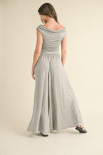 H Grey Off Shoulder Top With Shirring And Palazzo Pants