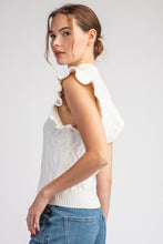 Ivory Ruffle Sleeve Textured Sweater Top