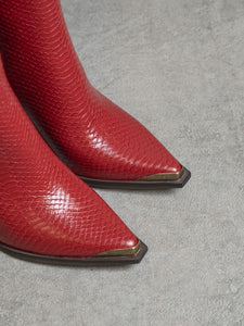 Red The Frankie - Pointed Toe Cap Booties
