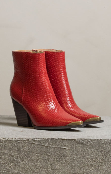 Red The Frankie - Pointed Toe Cap Booties
