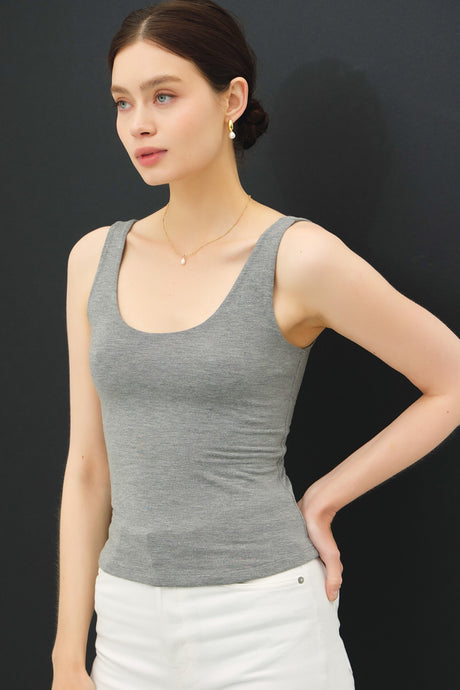 H.Charcoal New Color- Basic Scoop Neck Tank