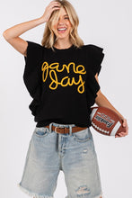 Black/Gold Ruffle Sleeve Gameday Sweater Top