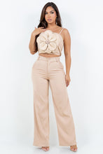 Beige Two-Pieces Pant Set With Flower