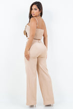 Beige Two-Pieces Pant Set With Flower