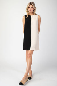 Black Color Block Sleeveless Mini Dress