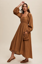 Butter Scotch Long Sleeve Maxi Dress with Slouchy Pocket Details
