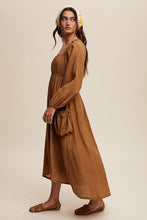 Butter Scotch Long Sleeve Maxi Dress with Slouchy Pocket Details