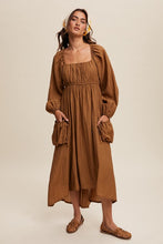 Butter Scotch Long Sleeve Maxi Dress with Slouchy Pocket Details