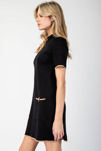 Black Mock Neck Mini Sweater Dress