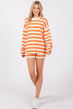 Orange/White Striped Sweater Long Sleeve And Shorts Set