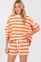Orange/White Striped Sweater Long Sleeve And Shorts Set