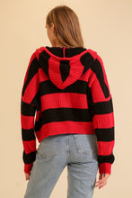 Red/Black Zip Up Cable Knit Hoodie