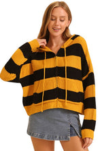 Gold/Black Zip Up Cable Knit Hoodie