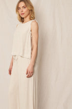 Natural Back Button Detail Sleeveless Top