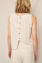 Natural Back Button Detail Sleeveless Top