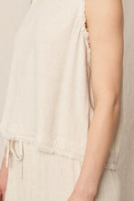 Natural Back Button Detail Sleeveless Top
