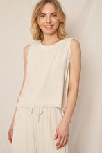 Natural Back Button Detail Sleeveless Top