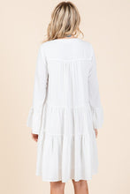Ivory Textured Long Bell Sleeve Tiered Mini Dress